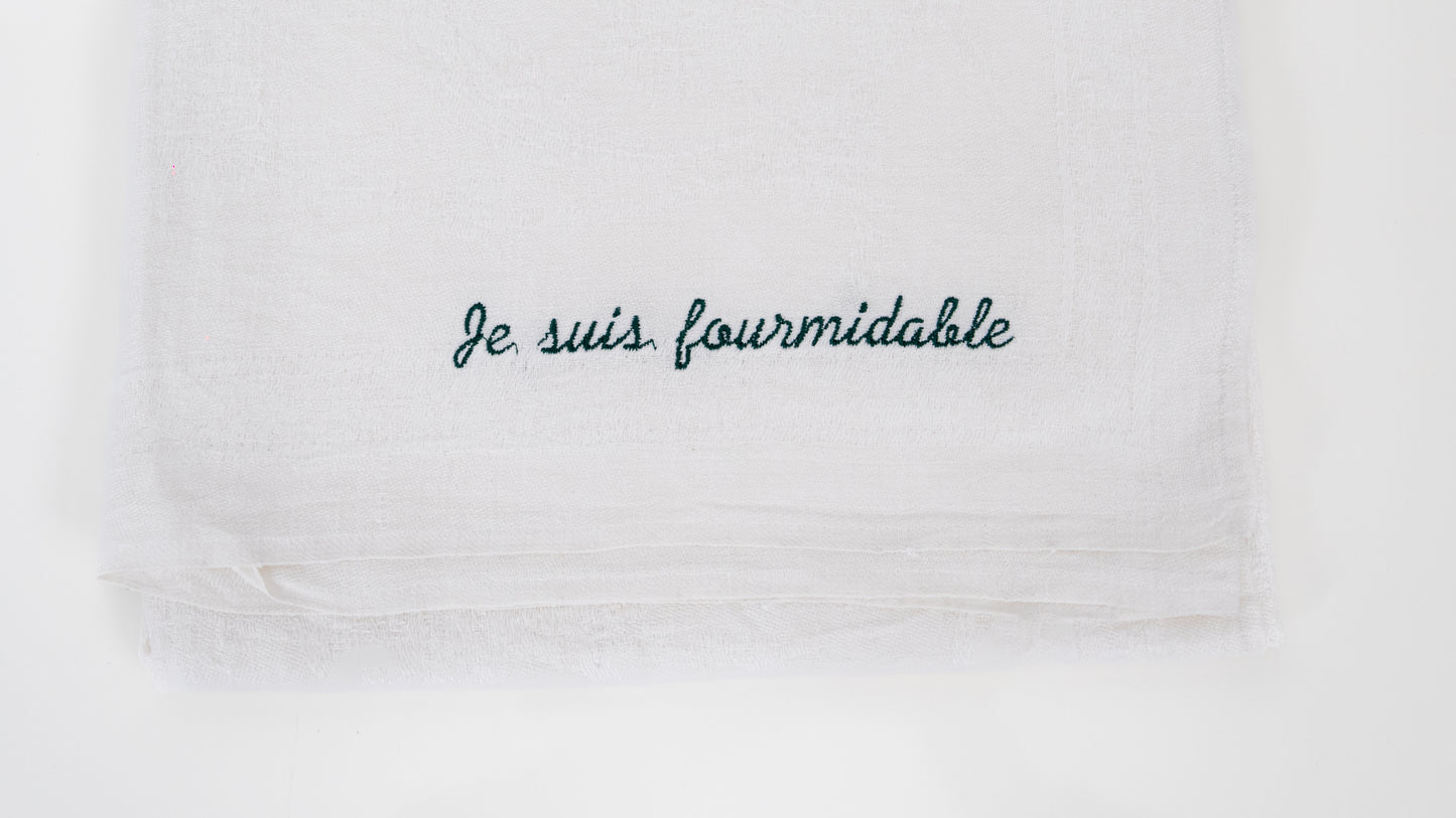 Torchon brodé "Je suis fourmidable à ils sont fourmidables"